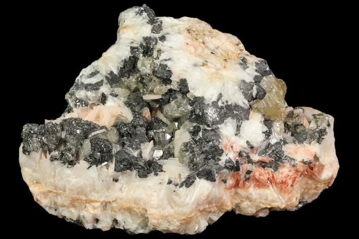 Cerussite Crystals with Bladed Barite on Galena - Morocco #82353
